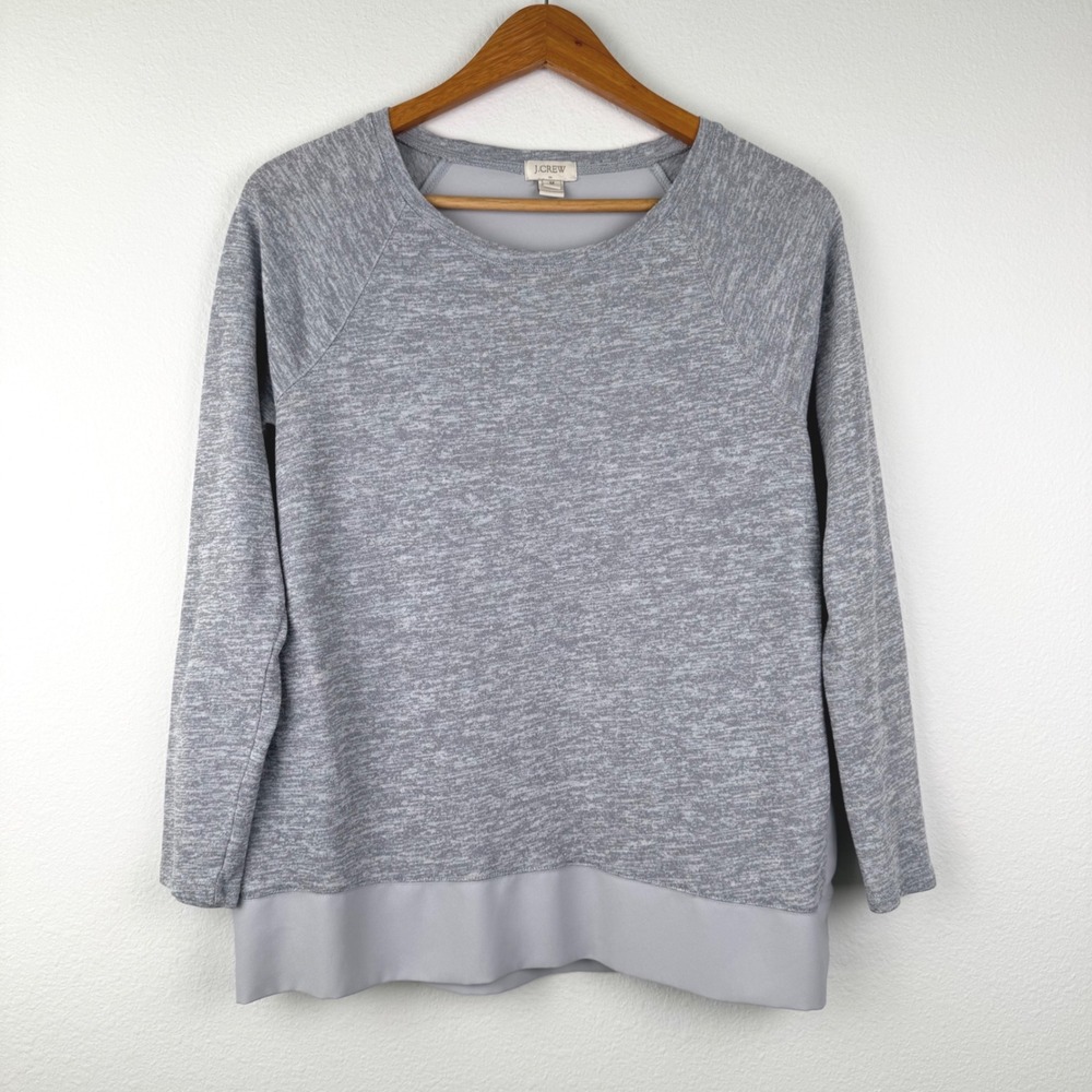 J.Crew Mixed Media Top Women M Gray Excellent Casual Minimalist E0970